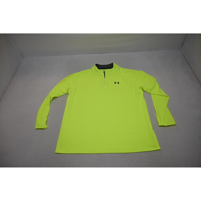 Under Armour Pullover Athletic Jacket Mens 2XL Neon Yellow 1/4 Zip HeatGear gallery