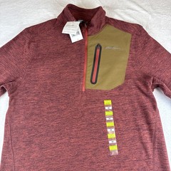 Eddie Bauer Mens 1/4 Zip M Pullover Shirt Long Sleeve Mock Neck Eggplant $60 NEW