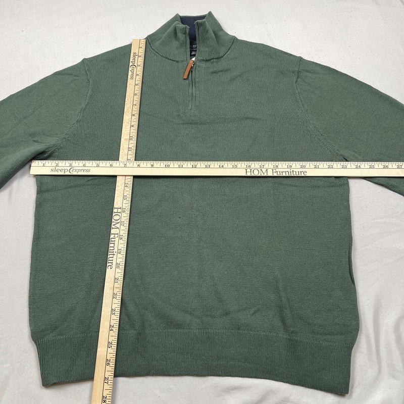 J.Crew Pullover Sweater Mens XL Green 1/4 Zip Cotton Knit Mock Neck Stand Collar gallery