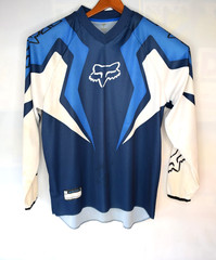 Vintage Fox Racing Jersey XL Moto Cross XCR Blue & White Cross Country Sports