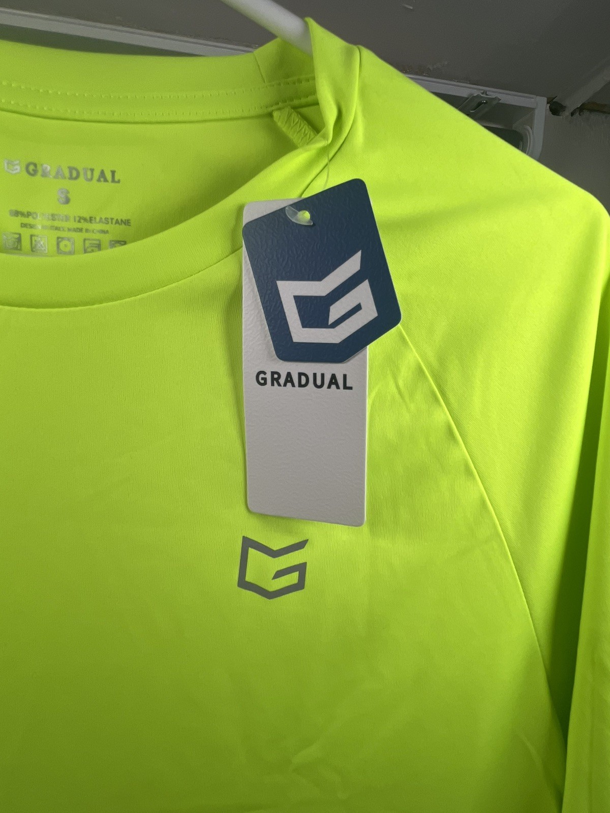 G Gradual Neon Yellow Athletic Light-Weight Short Sleeve T-Shirt Mens Small NEW! gallery