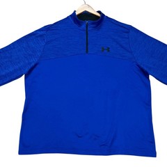 Under Armour Pullover Men 3XL Royal Blue Heathered Long Sleeve 1/4 Zip Fleece