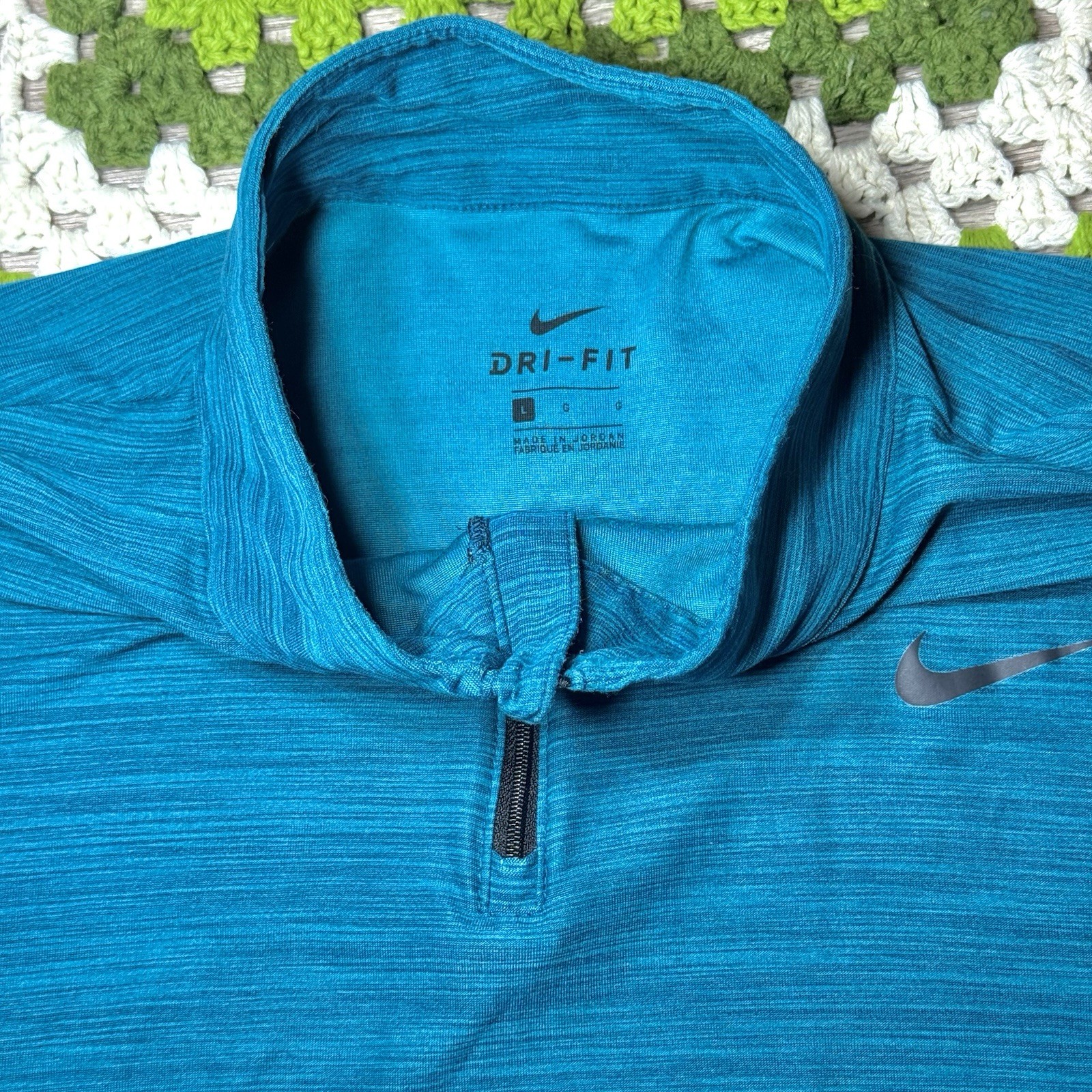 Nike Shirt Men Large Blue Pullover Quarter Zip Performance Running Sweater gallery