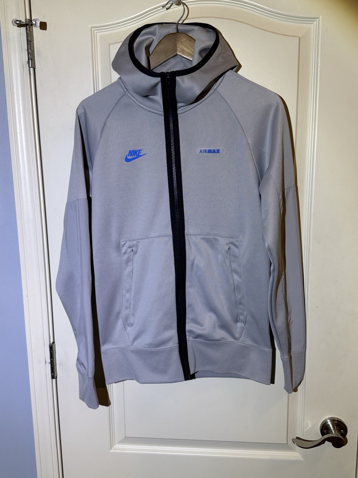 NIKE Sportswear Air Max Full Zip Hoodie Light Smoke Grey Blue And Black Small gallery