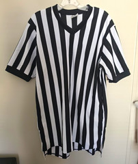 McDavid Referee Striped Jersey Lightweight Polyester V-Neck Shirt Size XL
