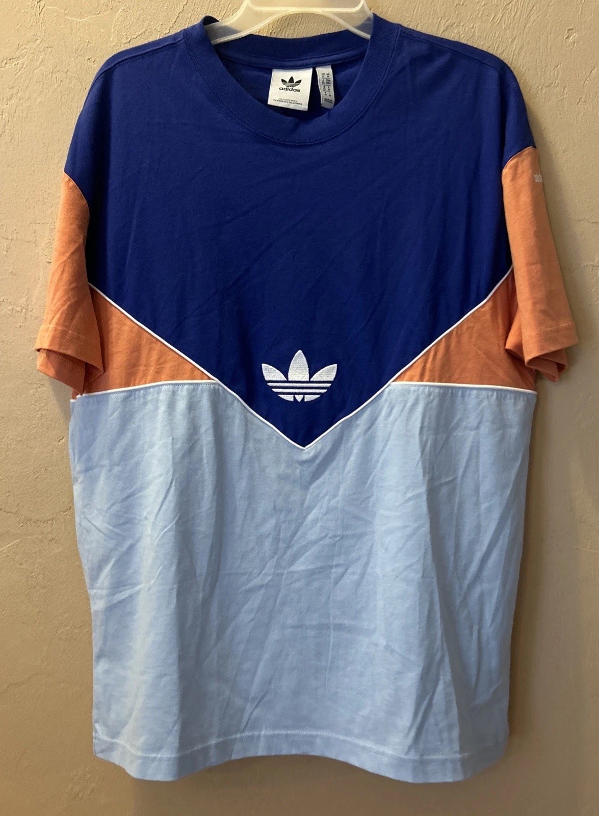 Adidas Originals Adicolor Classics Color Block Shirt Blue Orange White M Medium gallery