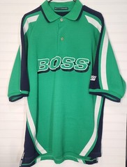 Vintage 90’s Boss by IG Design Size XXL Polo Shirt Boss Spellout Rare Green Blue