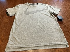 Nike Dri Fit Breathable T-Shirt Gray Swoosh Snike Logo Mens Size Medium
