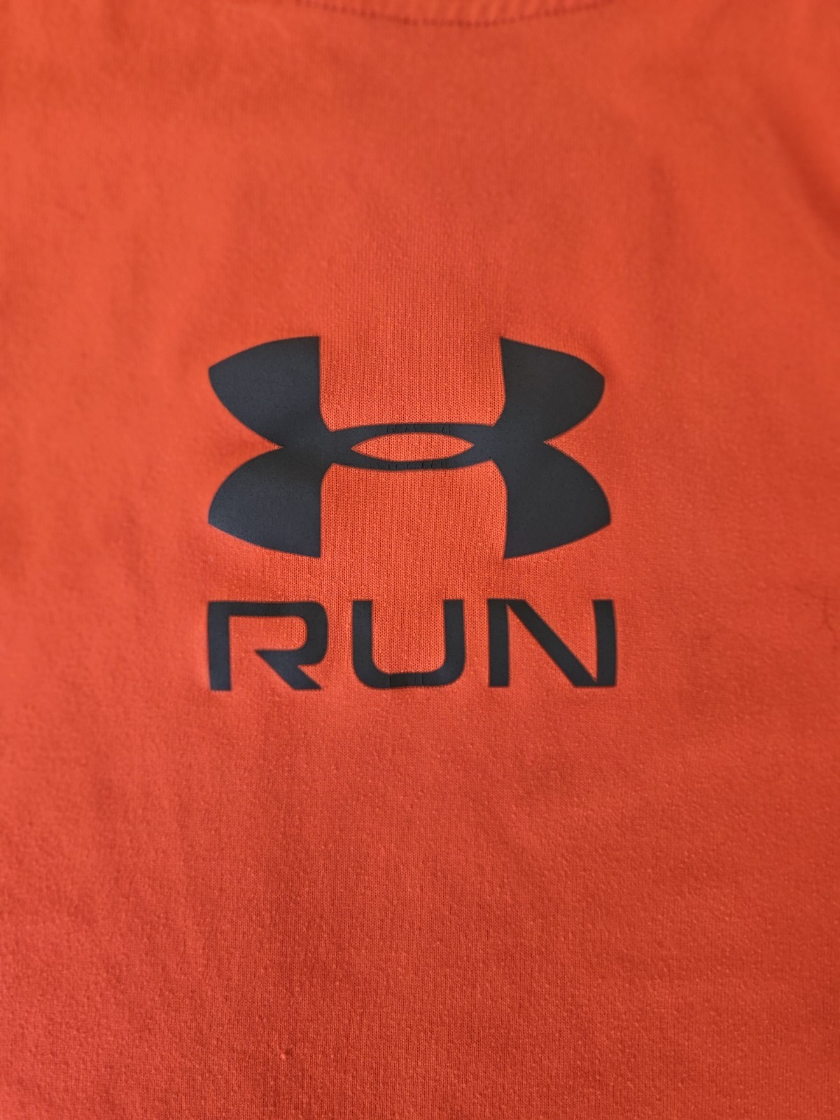 Under Armour HeatGear Orange Mens L Fitted Polyester Logo Crew Neck Run T-Shirt gallery