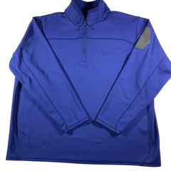 Cabelas Mens 2XL REG Blue 100% Polyester Quarter Zip Long Sleeve Pullover