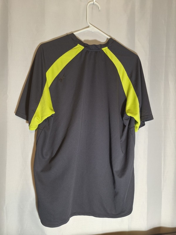 Reebok Men's Medium Hydromove Performance T-Shirt Gray Neon Yellow Athletic Gym gallery