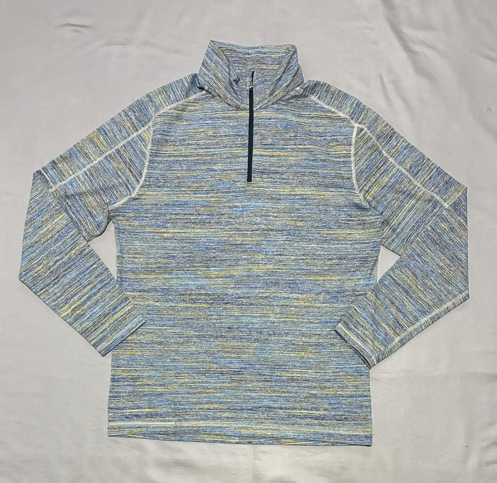 Lululemon Pullover Mens Large Blue 1/4 Zip Long Sleeve Striped Running Top