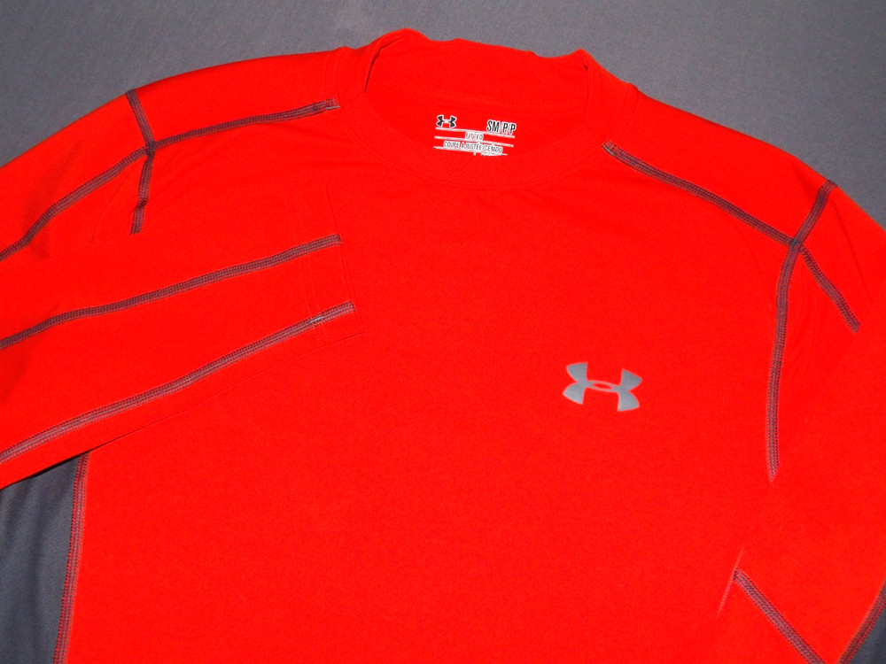 Under Armour Cold Gear Long Sleeved Orange Fitted Athletic Shirt Men's Small