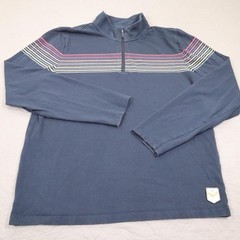 Marine Layer 1/4 Zip Pullover Mens Small Blue Stripe Stretch Long Sleeve Archive