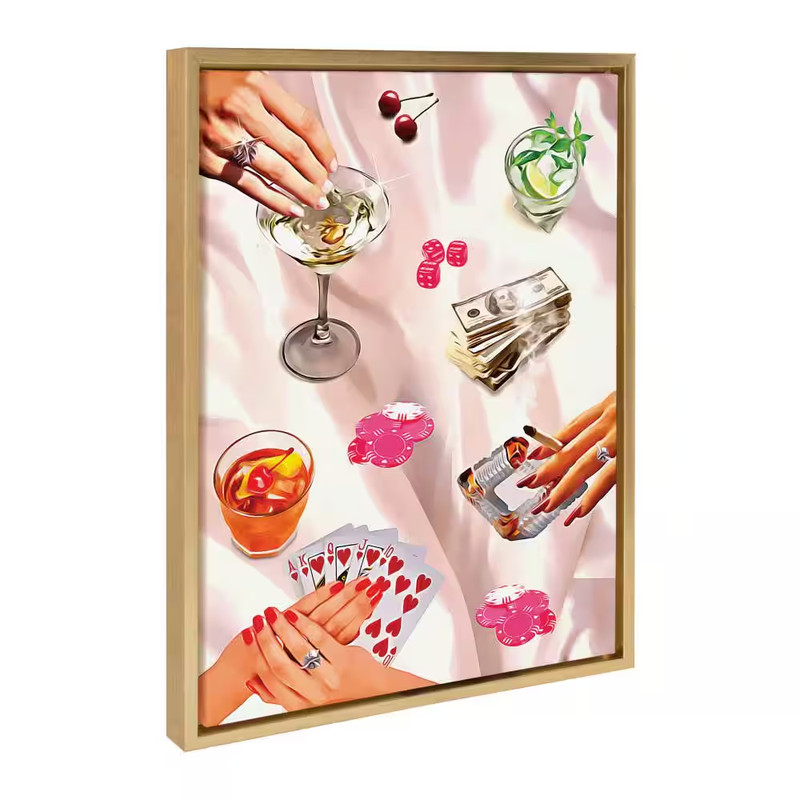 Sylvie Game Night Poker Framed Canvas by Honey Island Studio (Set of 1) Culture gallery