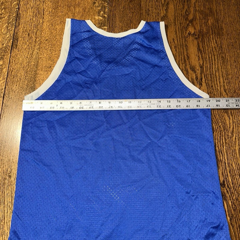 Vtg 70s Basketball Jersey Outdoorsman Large Blue White Made USA gallery