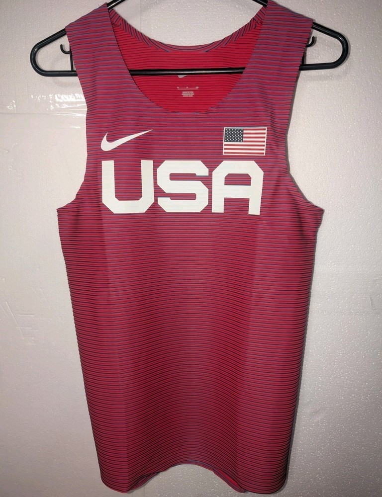 Nike Men 2023 USA International Team Pro Elite Track Singlet AO8669-602 Size S