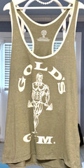 Gold’s Gym EXTRA LARGE OLIVE GREEN & WHITE Racerback Tank Top *SMALL BACK STAINS
