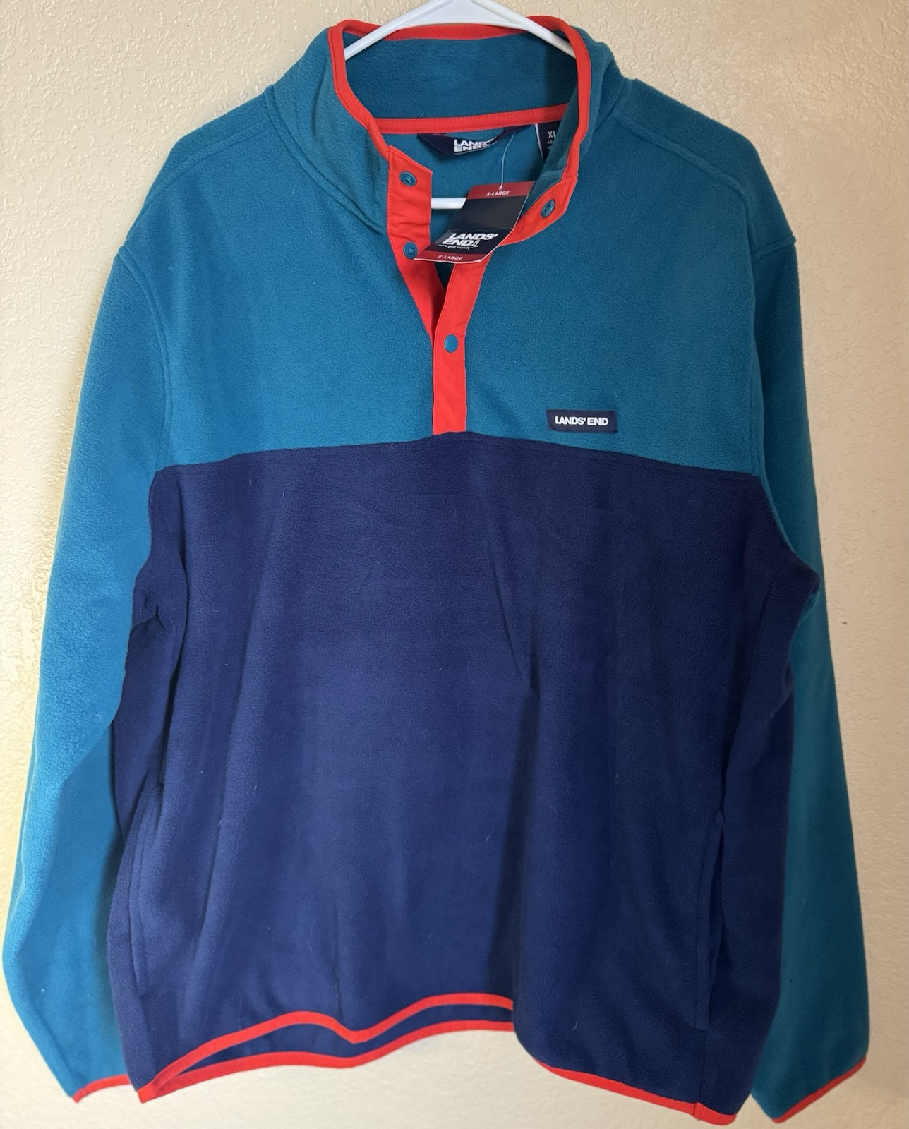 Men’s Lands' End Fleece 1/4 Snap Pullover Sweatshirt Size XL gallery