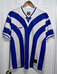 Kelme Performance Soccer Jersey Men M Blue White Striped Logo Futbol Profesional