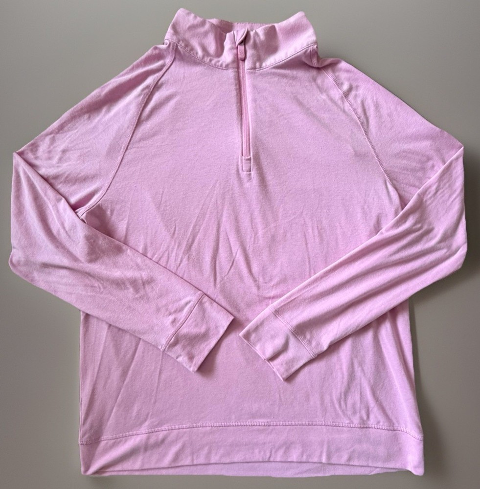 G/FORE Long Sleeve Quarter Zip Pullover Shirt Pink Big Logo Golf Large JBHS