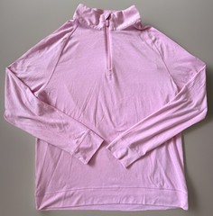 G/FORE Long Sleeve Quarter Zip Pullover Shirt Pink Big Logo Golf Large JBHS