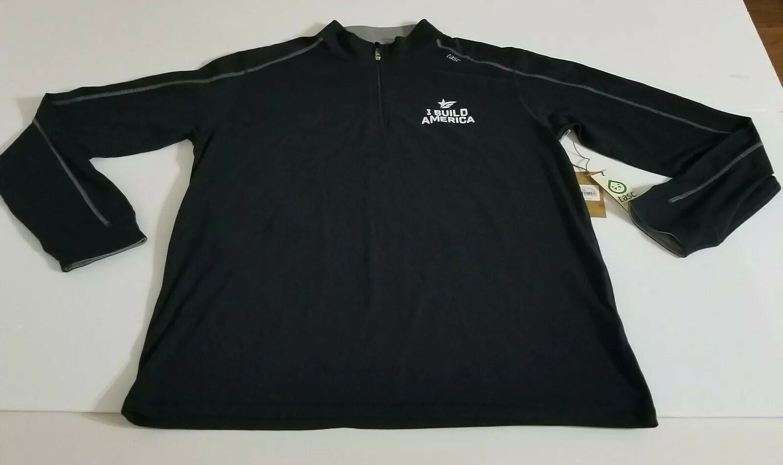 tasc Performance Bamboo Black 1/4 Zip I Build America Pullover Shirt Size XL NWT gallery