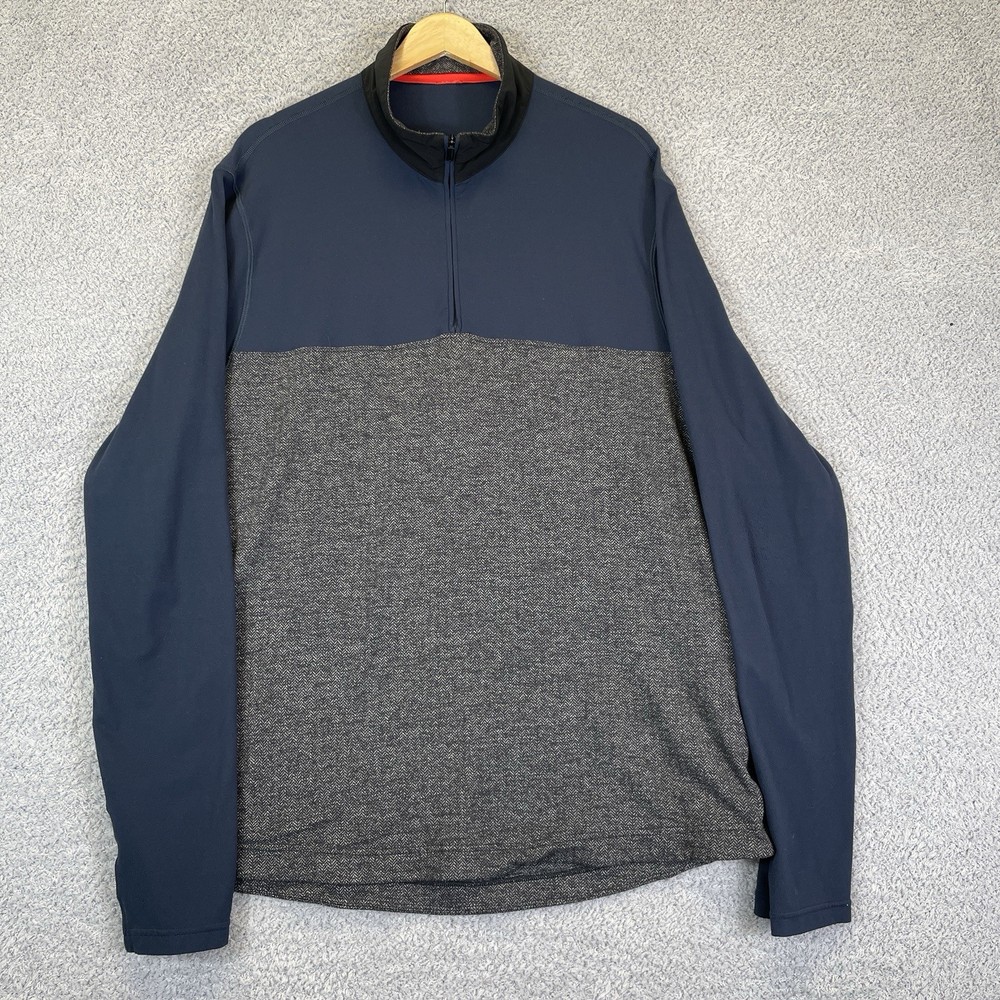 Lululemon Sprint Zip Running Pullover Men's Large Navy Gray Performance Workout