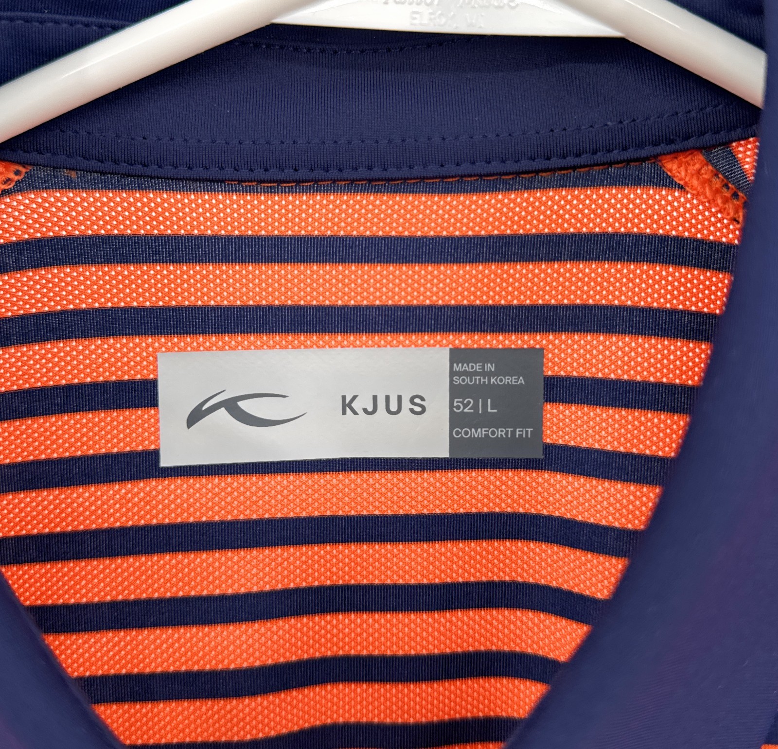 KJUS Golf Polo Shirt Men Size 52 Large Performance Comfort Striped Orange gallery