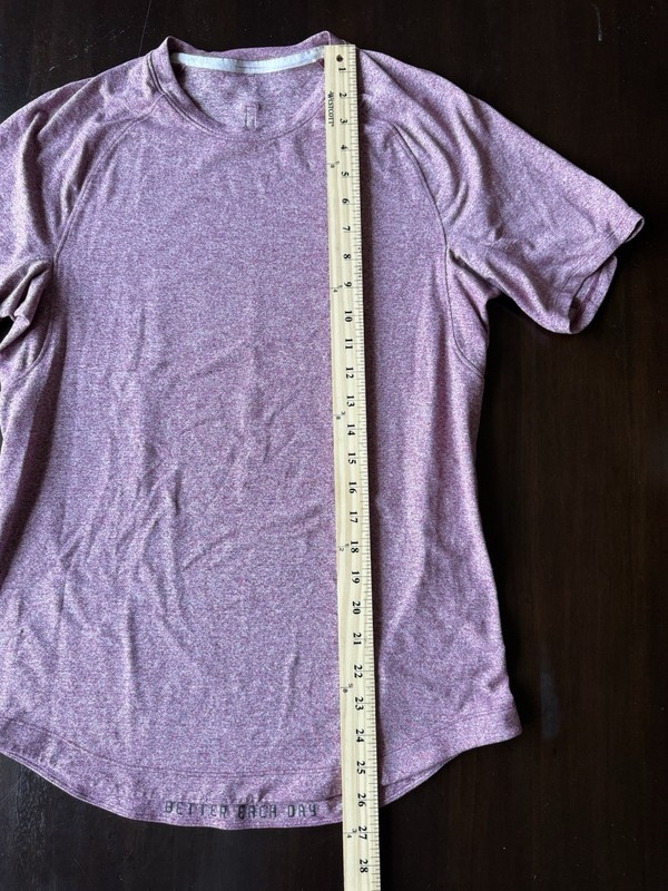 EUC Men’s Lululemon Athletic Tech Short Sleeve Shirt Heather Red Pink Purple S gallery
