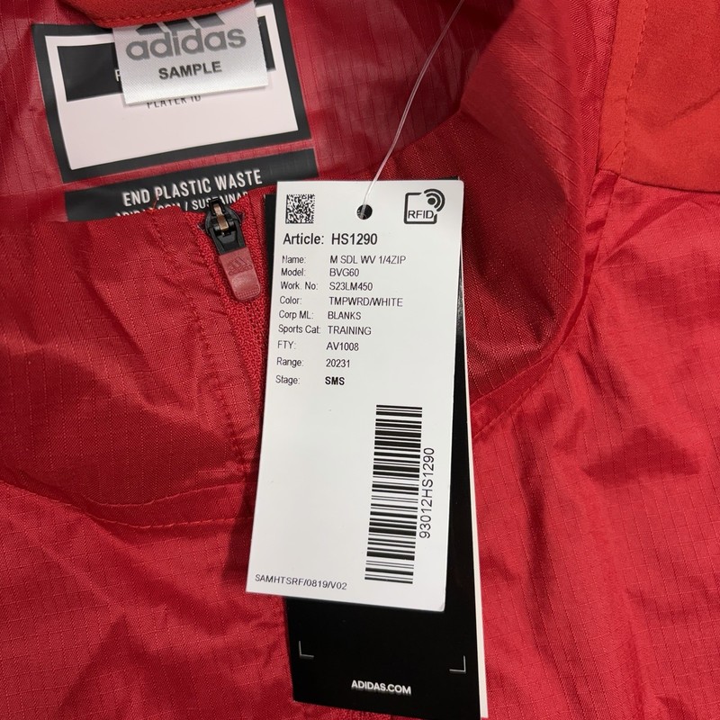 Adidas 1/4 Zip Sideline Pullover Windbreaker Men Medium Red Aeroready HS1290 gallery
