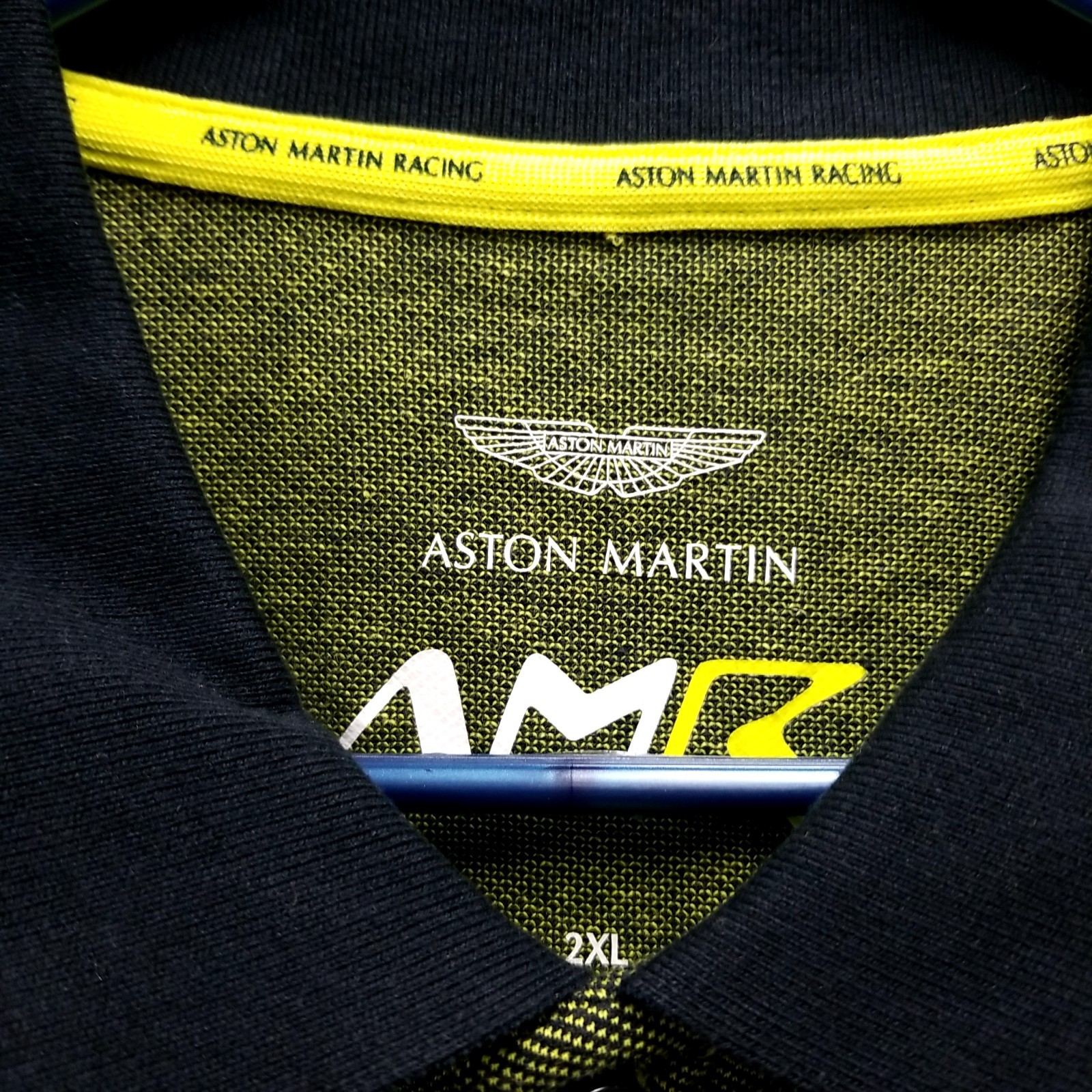 Aston Martin Racing AMR Black/Neon Green Short Sleeve Polo Shirt Men's 2XL gallery