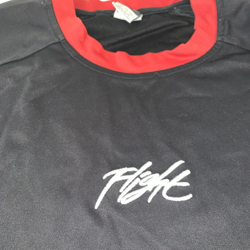 Vtg 90s Nike Air Jordan Flight Shooting Shirt XL/XXL Black Red Warm Up Jersey gallery