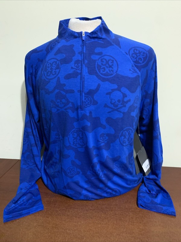 G/Fore Exploded Icon Camo Luxe Surf Blue 1/4 Zip Mens Medium Large or XL NEW NWT gallery