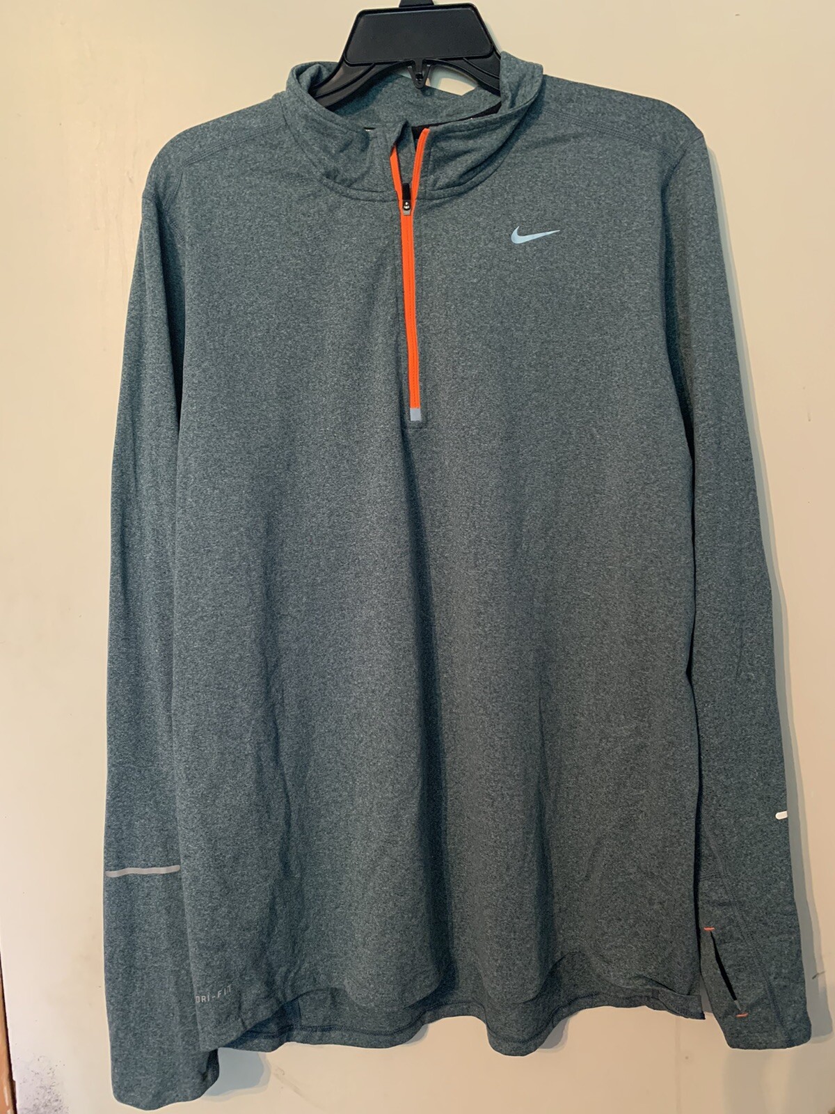 Nike Running Dri Fit Element 1/4-Zip Pullover Mens Sz L 504606-374 Heather Green gallery