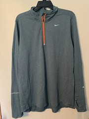 Nike Running Dri Fit Element 1/4-Zip Pullover Mens Sz L 504606-374 Heather Green