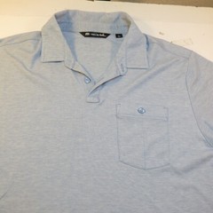 TRAVIS MATHEW RIVERA COUNTRY CLUB California GOLF POLO SHIRT Mens L Blue Pocket