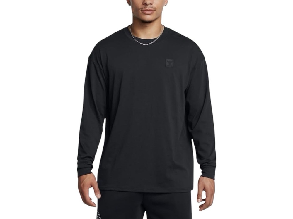 NWT Under Armour Men's Project Rock Long Sleeve Cuffed T-Shirt XL Black