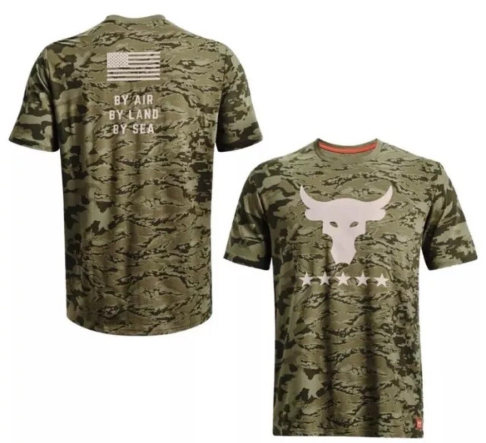 Under Armour UA Project Rock Camo USA Army Veterans Day Camouflage Shirt sz XLT