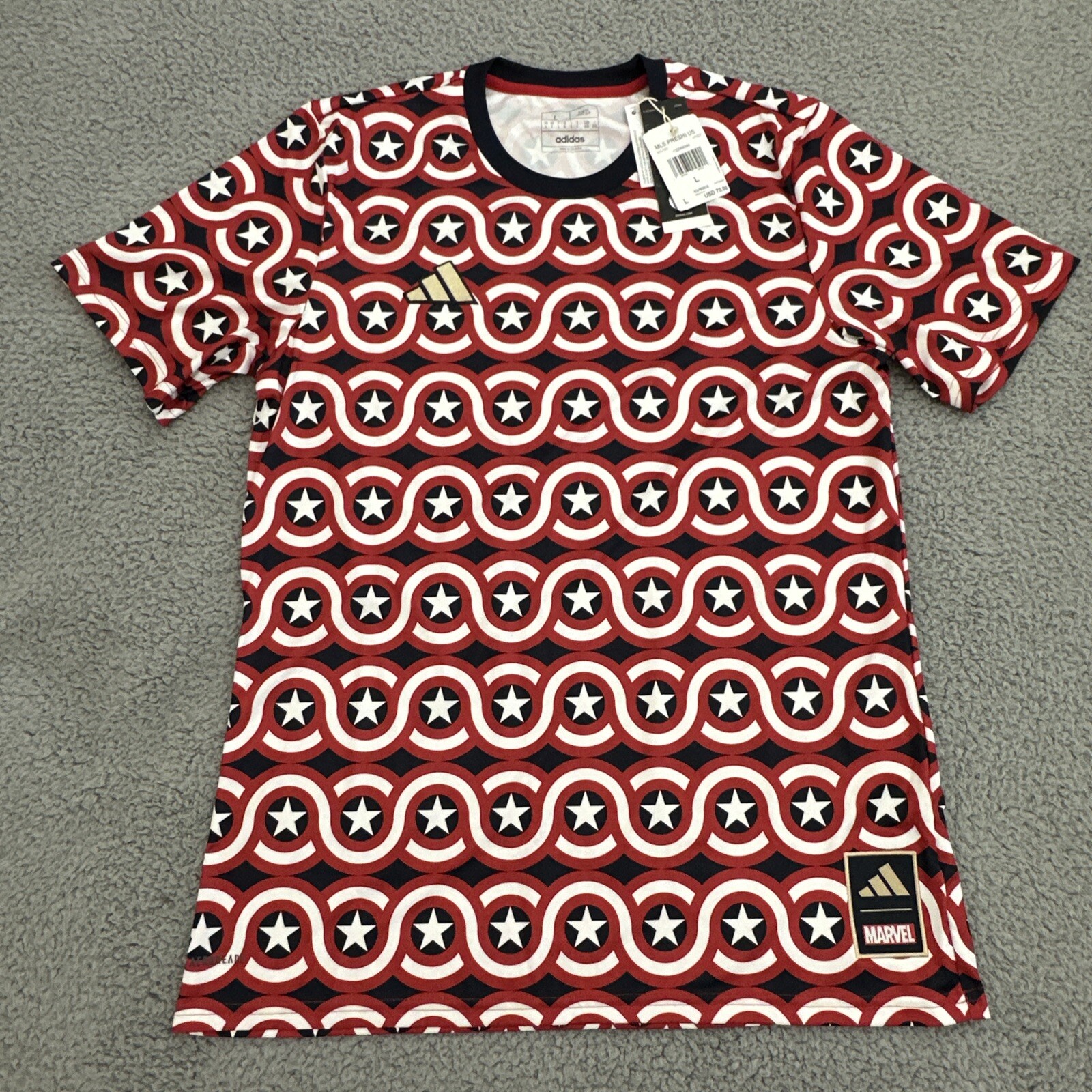 ADIDAS x MARVEL Captain America MLS Soccer Jersey Men’s Sz L HT3237 $70 New gallery