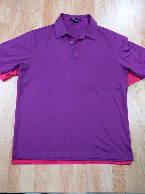 Two Men's Large NIKE TIGER WOODS COLLECTION GOLF Polos pink & purple EUC gallery