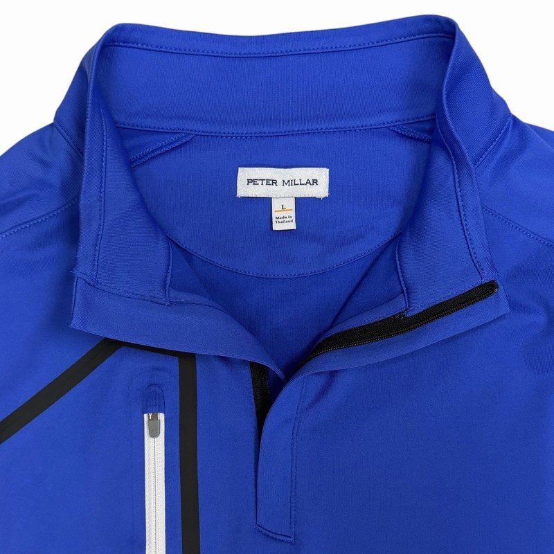 Peter Millar 1/4 Zip Pullover Mens Large Blue Forge Performance Golf Stretch UPF gallery