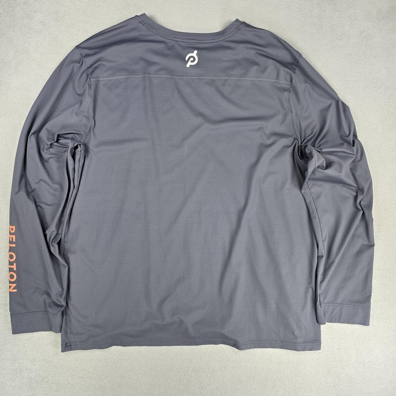 Peloton Shirt Mens 2XL Gray Long Sleeve Performance Athletic Logo Tee Cycling gallery