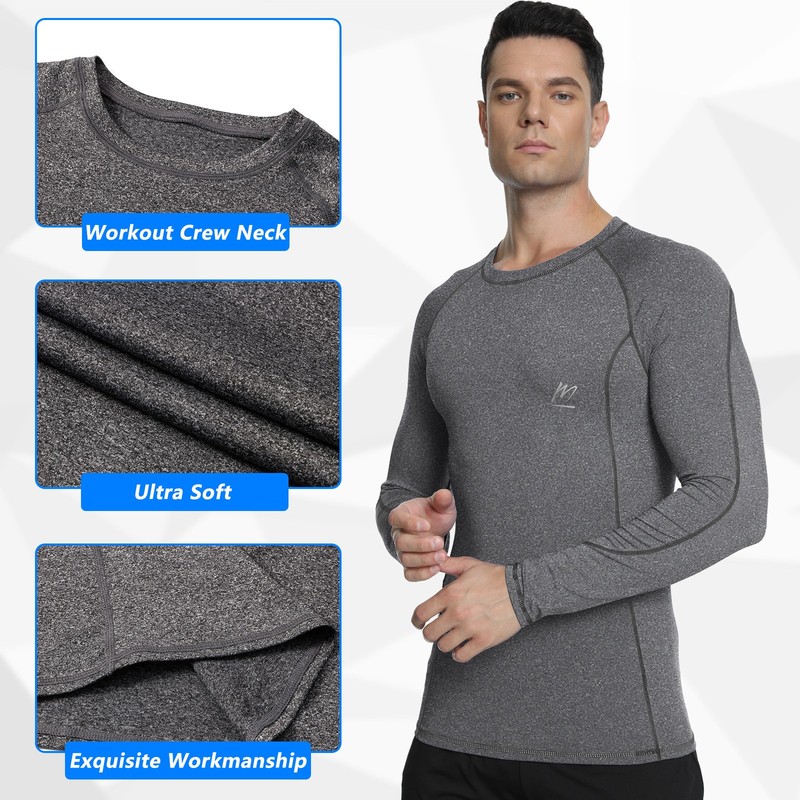 3Pack Men Long Sleeve Compression Top Quick Dry Cool Outdoor Running Gym Workout gallery