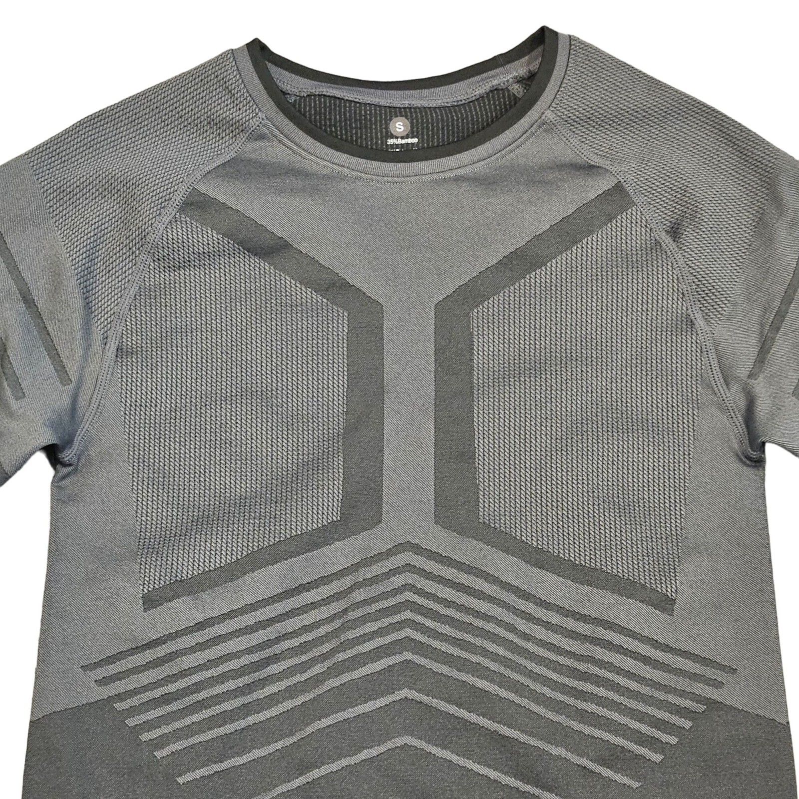 Meetyoo Men's Compression Long Sleeve Gray Shirt Body Scheme Size Small Workout gallery