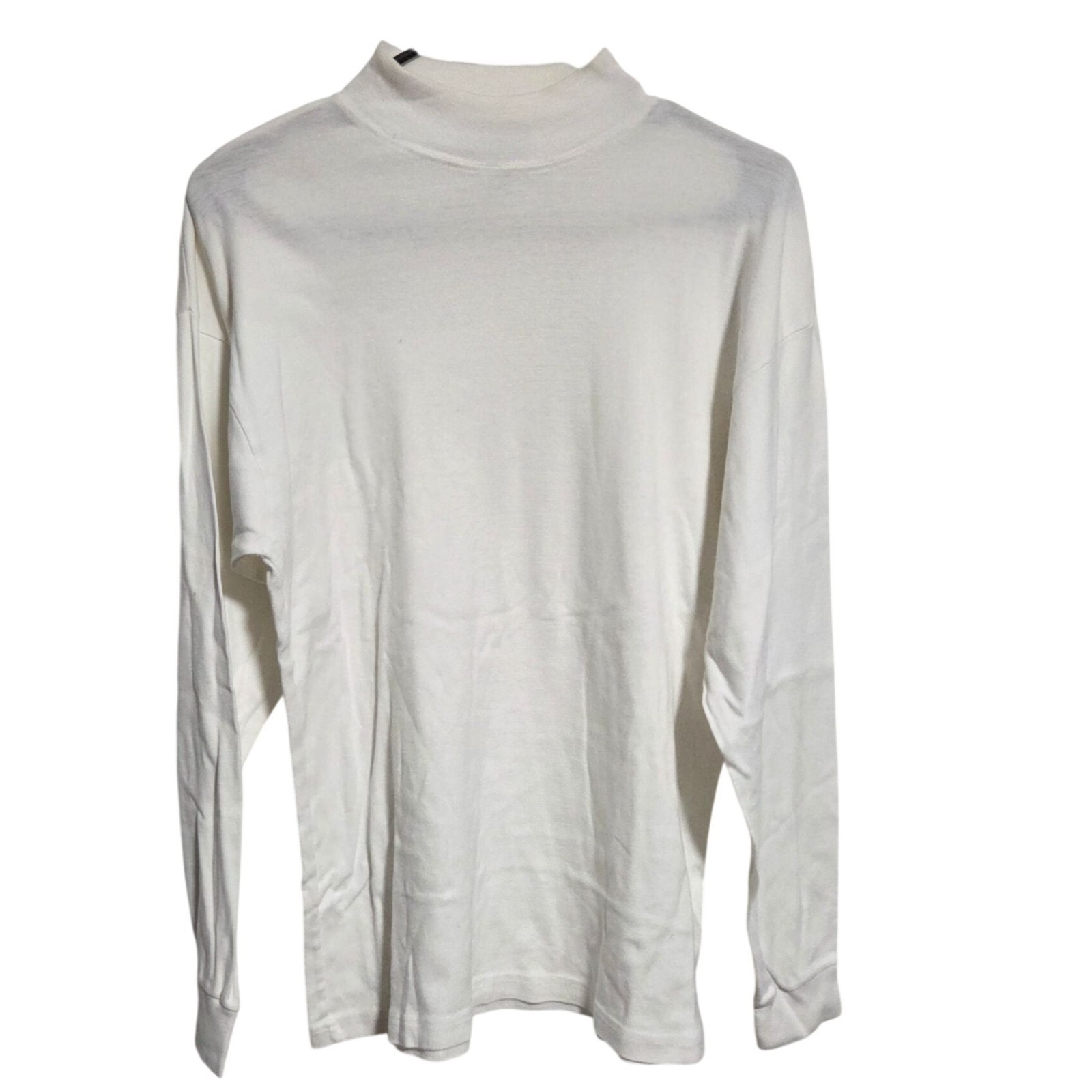 CM Sport Mock Turtleneck Basic Tee Mens Size Medium White Long Sleeve gallery