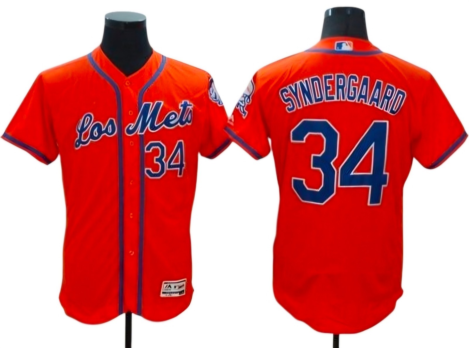 Custom Majestic MLB New York Mets LOS METS Classic AC Full Stitchd Orange Jersey gallery