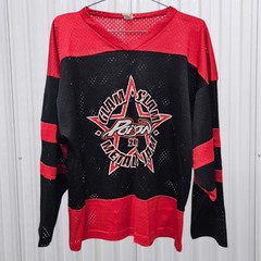 Vintage 2001 Poison Glam Slam Metal Jam Red Black Hockey Sports Mesh Jersey – M