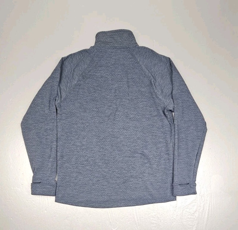LL Bean Pullover Mens Medium Gray Quarter Zip Adventure Grid Fleece Hiking Top gallery