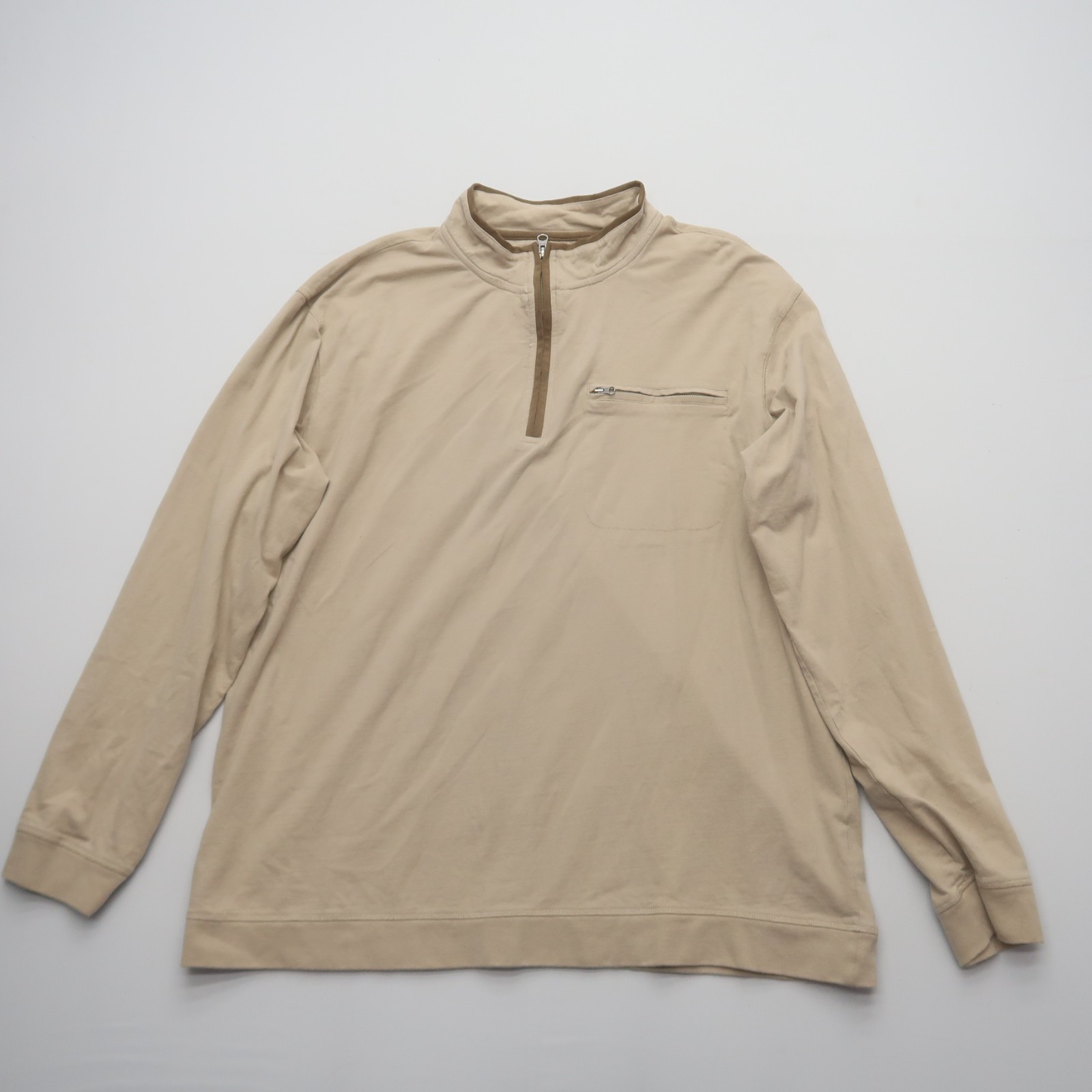 Cabela's Mens 1/4 Zip Pullover Sweater Size 2XLT Tall Beige 100% Cotton gallery